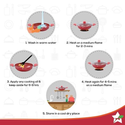 Wonderchef Royal Velvet Wok with Lid 24cm, Red (Aluminium)
