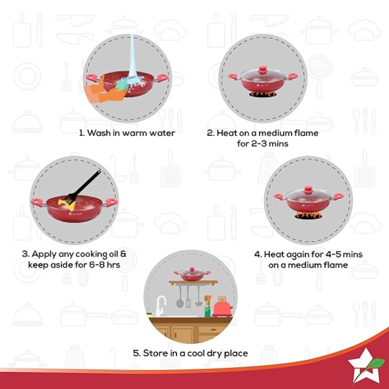 Wonderchef Royal Velvet Wok with Lid 24cm, Red (Aluminium) Wonderchef Royal Velvet Wok with Lid 24cm, Red (Aluminium)