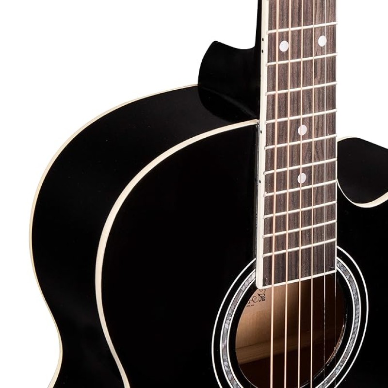JUAREZ Arpeggio 99.06 cm (39 Inch) Acoustic Guitar Kit, Spruce Top, Rosewood Fretboard & Bridge, Truss Rod, Chrome Die Cast Machine Tuners, Black JUAREZ Arpeggio 99.06 cm (39 Inch) Acoustic Guitar Kit, Spruce Top, Rosewood Fretboard & Bridge, Truss Rod, Chrome Die Cast Machine Tuners, Black