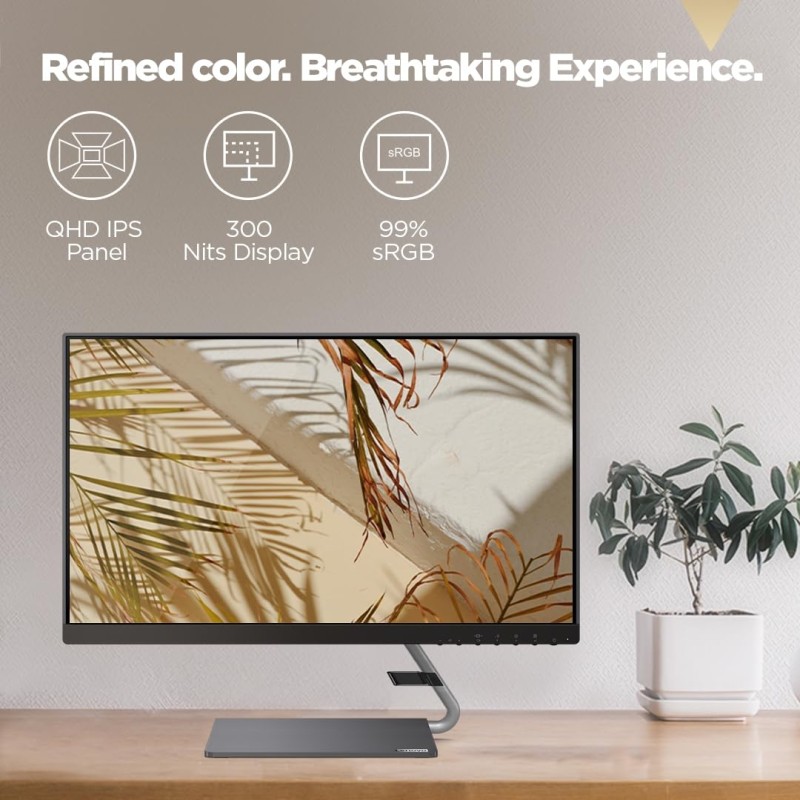 Lenovo Q-Series Q24H-10 24 Inch(60.45Cm) LED 2560 X 1440 Pixels 2K QHD IPS Ultraslim Monitor, All-in-One USB-C Port for Power & Data Transfer, 2 X 3W Speakers, 99% Srgb, 75Hz, AMD Freesync (Black) Lenovo Q-Series Q24H-10 24 Inch(60.45Cm) LED 2560 X 1440 Pixels 2K QHD IPS Ultraslim Monitor, All-in-One USB-C Port for Power & Data Transfer, 2 X 3W Speakers, 99% Srgb, 75Hz, AMD Freesync (Black)