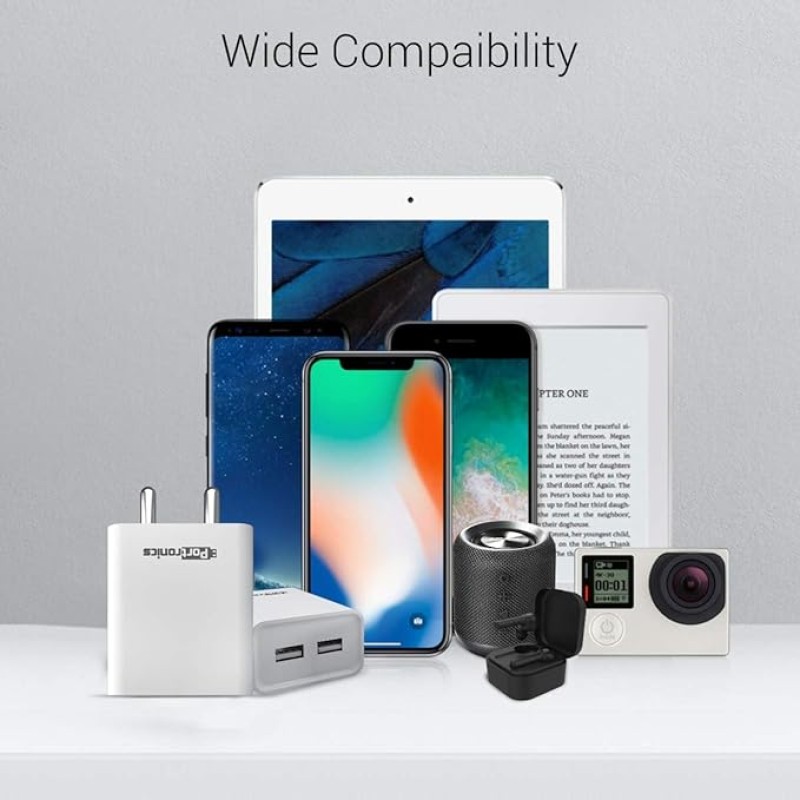 Portronics Adapto 66 2.4A 12w Dual USB Port 5V/2.4A Wall Charger,Comes with 1M Micro USB Cable, USB Wall Charger Adapter for iPhone 11/Xs/XS Max/XR/X/8/7/6/Plus(White) Portronics Adapto 66 2.4A 12w Dual USB Port 5V/2.4A Wall Charger,Comes with 1M Micro USB Cable, USB Wall Charger Adapter for iPhone 11/Xs/XS Max/XR/X/8/7/6/Plus(White)