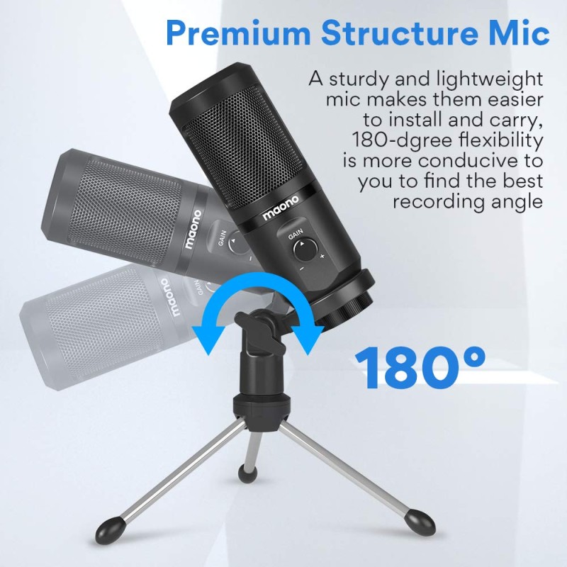 MAONO AU-PM461TR USB Condenser Unidirectional Mic for PC and Singing, Recording Microphone with Mic Gain for Gaming, Podcast, Studio, Vlogging (Black) MAONO AU-PM461TR USB Condenser Unidirectional Mic for PC and Singing, Recording Microphone with Mic Gain for Gaming, Podcast, Studio, Vlogging (Black)