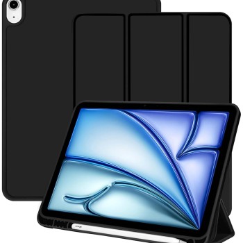 Robustrion Case Cover for iPad Air 11 inch Cover M2 / iPad Air 5th Generation Cover/iPad Air 4th Generation with [Pencil Holder] for iPad Air 11 inch 6th Generation/iPad Air 4 10.9 inch - Black