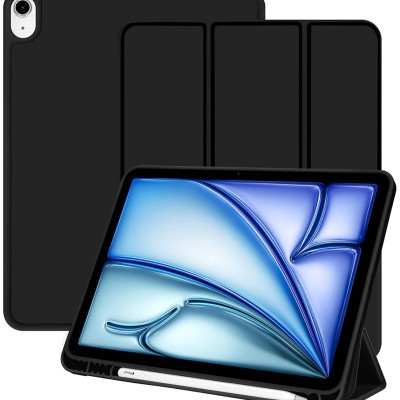 Robustrion Case Cover for iPad Air 11 inch Cover M2 / iPad Air 5th Generation Cover/iPad Air 4th Generation with [Pencil Holder] for iPad Air 11 inch 6th Generation/iPad Air 4 10.9 inch - Black
