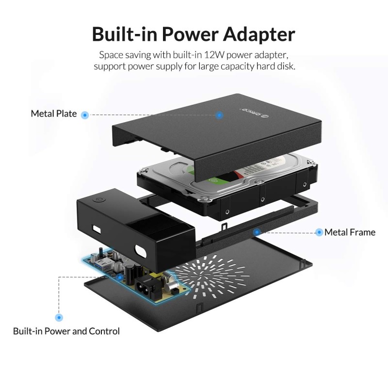 ORICO 3.5 Drive Enclosure USB3.0 Disk Enclosure to SATA III Portable Disk Case Tool-Free External Adapter for 2.5/3.5inch SSD HDD with Built-in 12W Power Supply Up to 16TB Support UASP ORICO 3.5 Drive Enclosure USB3.0 Disk Enclosure to SATA III Portable Disk Case Tool-Free External Adapter for 2.5/3.5inch SSD HDD with Built-in 12W Power Supply Up to 16TB Support UASP
