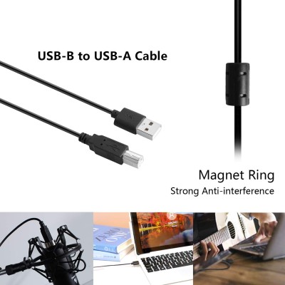 Powerpak BM-800 Black Condenser Microphone with Mini Pole Stand Pop Filter Shock Mount Foam Cap USB Cable | No Driver Just Plug and Play