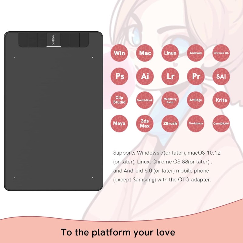 VEIKK VK640 Drawing Tablet 6x4 inch Portable Pen Tablet with 8192 Levels Battery-Free Stylus Graphic Tablet, 6 Shortcuts for Android Windows Mac OS and Chromebook, Support Tilt Function VEIKK VK640 Drawing Tablet 6x4 inch Portable Pen Tablet with 8192 Levels Battery-Free Stylus Graphic Tablet, 6 Shortcuts for Android Windows Mac OS and Chromebook, Support Tilt Function