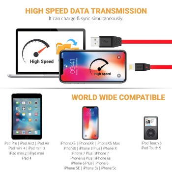 Tukzer Apple Mfi Certified 8 Pin 2.4Ampere Fast Charge Lightning Cable (Red, 3.2 Feet) Tukzer Apple Mfi Certified 8 Pin 2.4Ampere Fast Charge Lightning Cable (Red, 3.2 Feet)