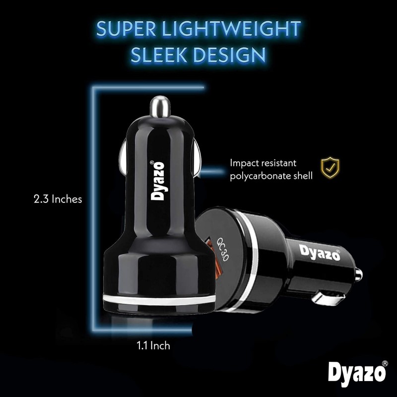 Dyazo 30 Watt Qualcomm 3.0 Fast Charging Dual USB Port CAR Mobile Charger QC 3.0 2.4 A with Free 3 in 1 Cable Fast Charging Compatible with Samsung Galaxy iPhone XR X 8 7 6 5 Moto LG & More Dyazo 30 Watt Qualcomm 3.0 Fast Charging Dual USB Port CAR Mobile Charger QC 3.0 2.4 A with Free 3 in 1 Cable Fast Charging Compatible with Samsung Galaxy iPhone XR X 8 7 6 5 Moto LG & More