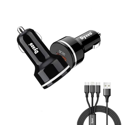 Dyazo 30 Watt Qualcomm 3.0 Fast Charging Dual USB Port CAR Mobile Charger QC 3.0 2.4 A with Free 3 in 1 Cable Fast Charging Compatible with Samsung Galaxy iPhone XR X 8 7 6 5 Moto LG & More Dyazo 30 Watt Qualcomm 3.0 Fast Charging Dual USB Port CAR Mobile Charger QC 3.0 2.4 A with Free 3 in 1 Cable Fast Charging Compatible with Samsung Galaxy iPhone XR X 8 7 6 5 Moto LG & More