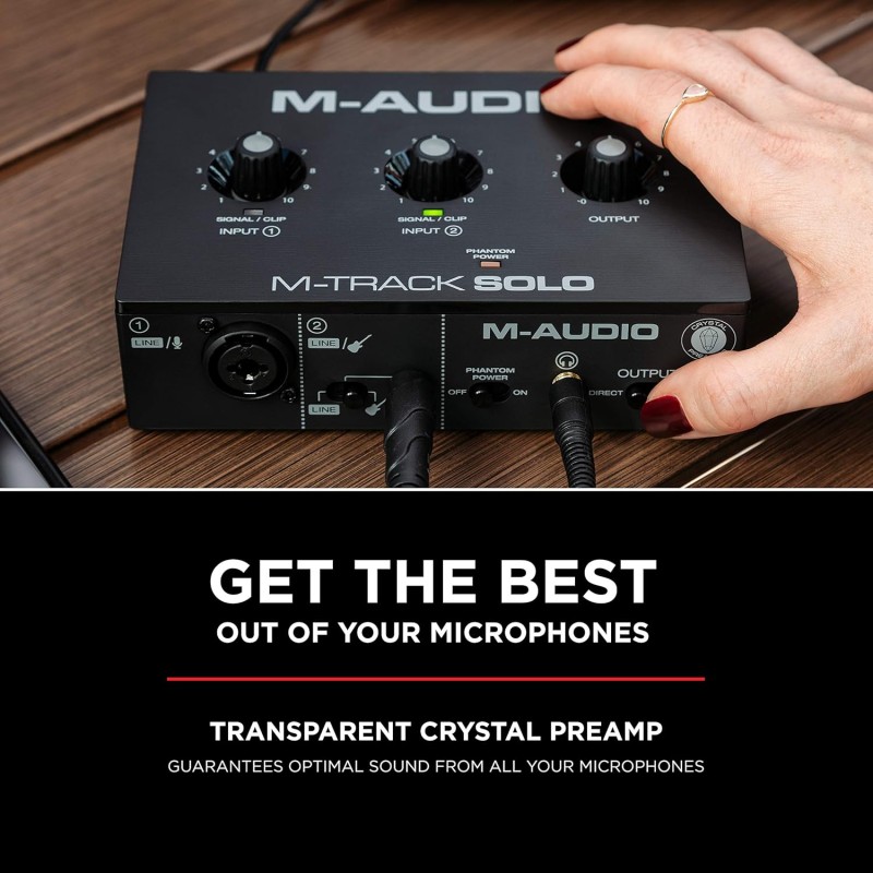 M-Audio M-Track Solo – USB Audio Interface for Recording, Streaming and Podcasting with XLR, Line and DI Inputs, Plus a Software Suite Included M-Audio M-Track Solo – USB Audio Interface for Recording, Streaming and Podcasting with XLR, Line and DI Inputs, Plus a Software Suite Included