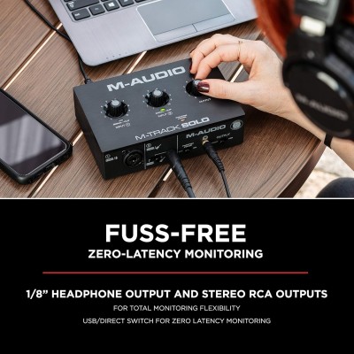 M-Audio M-Track Solo – USB Audio Interface for Recording, Streaming and Podcasting with XLR, Line and DI Inputs, Plus a Software Suite Included M-Audio M-Track Solo – USB Audio Interface for Recording, Streaming and Podcasting with XLR, Line and DI Inputs, Plus a Software Suite Included