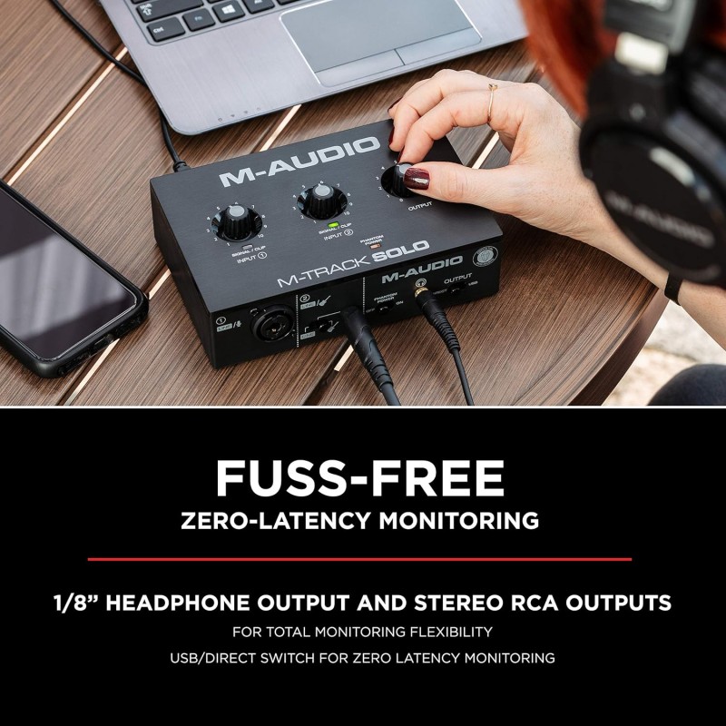 M-Audio M-Track Solo – USB Audio Interface for Recording, Streaming and Podcasting with XLR, Line and DI Inputs, Plus a Software Suite Included M-Audio M-Track Solo – USB Audio Interface for Recording, Streaming and Podcasting with XLR, Line and DI Inputs, Plus a Software Suite Included