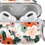 Maxjoy Compatible AirPods Pro Case Cover, Clear Cute Protective Case with Keychain Strap Hard Shockproof Floral Cover for Women Girls Men Compatible with Apple AirPods Pro 3 Charging Case, Flower