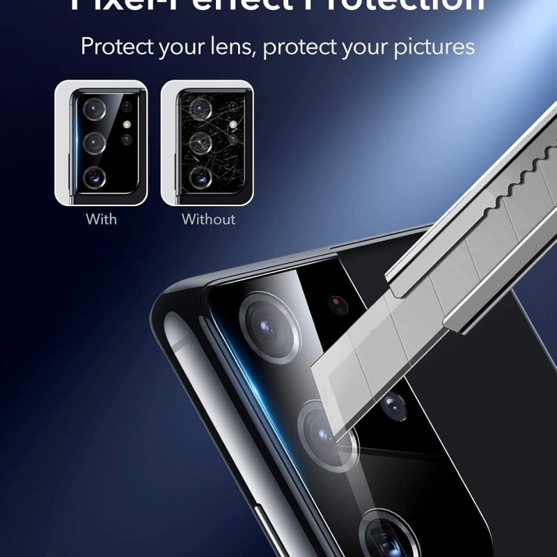 ESR for Samsung Galaxy S21 Ultra Camera Lens Protectors(2021), 2 Pack, Individual Lens Protectors with Aluminum Edging, Military-Grade Protection, Scratch-Resistant, Ultra-thin Tempered Glass, Black ESR for Samsung Galaxy S21 Ultra Camera Lens Protectors(2021), 2 Pack, Individual Lens Protectors with Aluminum Edging, Military-Grade Protection, Scratch-Resistant, Ultra-thin Tempered Glass, Black