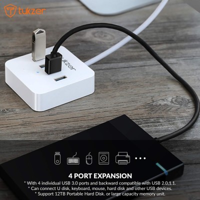 Tukzer 4-Ports USB A to USB 3.0 HUB with High-Speed Data Transfer & Fast Charing Ports, Compatible for MacBook Air, Mac Mini, iMac Pro, Microsoft Surface, UltraBooks, Laptop, Notebook, Desktop (White) Tukzer 4-Ports USB A to USB 3.0 HUB with High-Speed Data Transfer & Fast Charing Ports, Compatible for MacBook Air, Mac Mini, iMac Pro, Microsoft Surface, UltraBooks, Laptop, Notebook, Desktop (White)