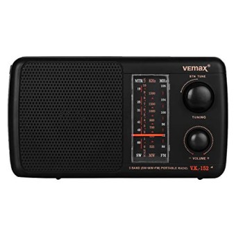 Vemax Base 3-Band (FM/AM/MW) Portable Radio (Black)