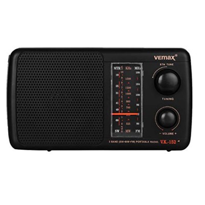 Vemax Base 3-Band (FM/AM/MW) Portable Radio (Black) Vemax Base 3-Band (FM/AM/MW) Portable Radio (Black)