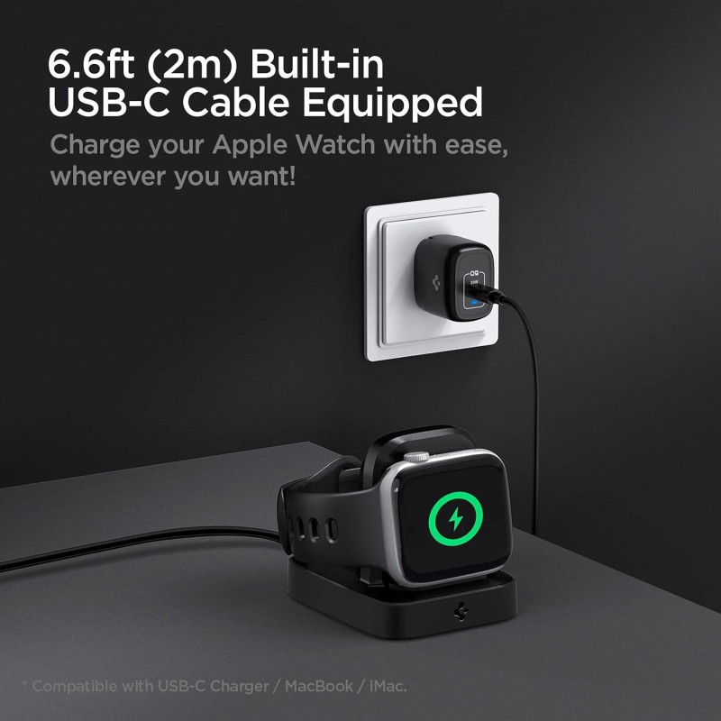 Spigen Pf2002 Apple Watch USB Charger Compatible With All Apple Watch Series - Black Spigen Pf2002 Apple Watch USB Charger Compatible With All Apple Watch Series - Black
