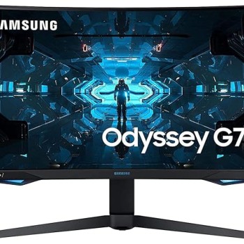 Samsung 32-inch(80cm) Odyssey G7 Gaming, 240 Hz, 1ms, 2K, Curved Monitor, HAS, WQHD, QLED, HDR600, G-Sync Compatible, 2560 x 1440 Pixels (LC32G75TQSWXXL, Black)