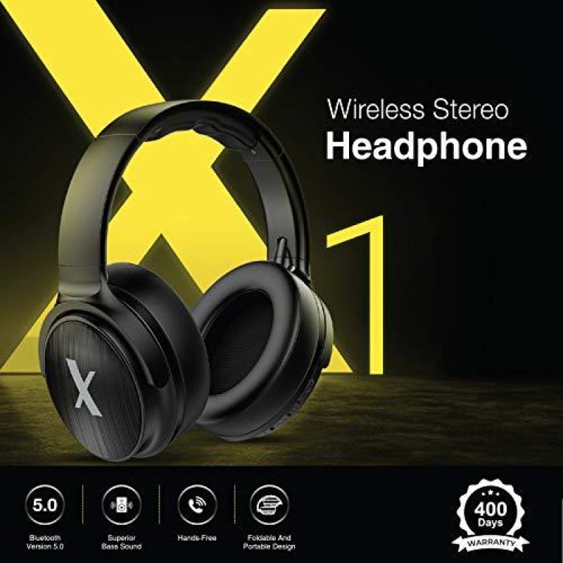 FLiX (Beetel) X1 Over-Ear Wireless BT 5.0 Headphone with Builtin Mic,40MM Drivers for Immersive Audio with Thumping Bass,Upto 20H Playback,AUX & SD Card Support,Voice Assistant (Black)(XBH-H10) FLiX (Beetel) X1 Over-Ear Wireless BT 5.0 Headphone with Builtin Mic,40MM Drivers for Immersive Audio with Thumping Bass,Upto 20H Playback,AUX & SD Card Support,Voice Assistant (Black)(XBH-H10)