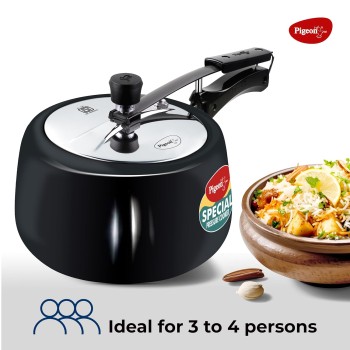 Pigeon by Stovekraft 3 Litre Special Plus Hard Anodised Inner Lid Induction Base Pressure Cooker (Black) BIS Certified Pigeon by Stovekraft 3 Litre Special Plus Hard Anodised Inner Lid Induction Base Pressure Cooker (Black) BIS Certified