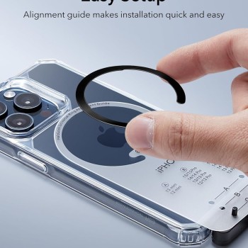 ESR Magnetic Ring 360, Compatible with MagSafe Sticker, Universal Magnetic Kit for iPhone 16/15/14/13/12/11/X Series, Galaxy Samsung and More, 2 Pack, MagSafe Accessories, Black and Silver