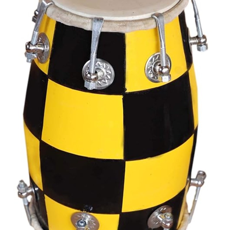 GT manufacture Handmade Wooden 14'' Baby Dholak Nut & Bold Dholak with Cover & Beautyfull chack desine01 (Yellow) GT manufacture Handmade Wooden 14'' Baby Dholak Nut & Bold Dholak with Cover & Beautyfull chack desine01 (Yellow)