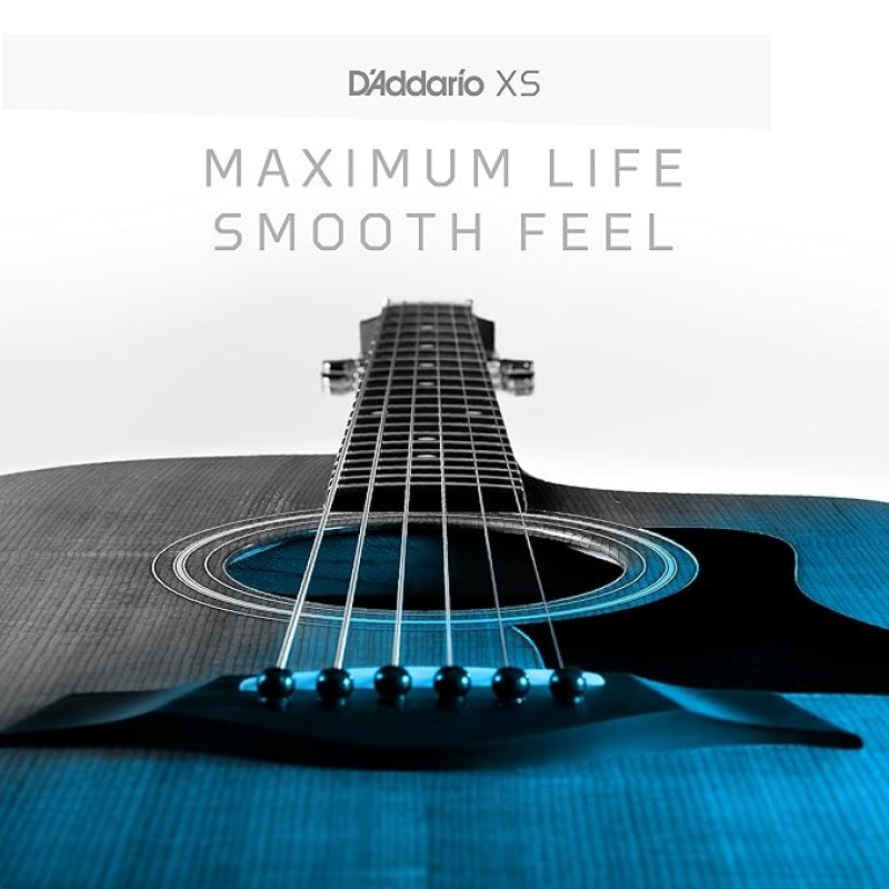 D'Addario Acoustic Guitar Strings, XS Phosphor Bronze Coated, XSAPB1253, Light Gauge 12-53, 6-String Set, Pack of 1 D'Addario Acoustic Guitar Strings, XS Phosphor Bronze Coated, XSAPB1253, Light Gauge 12-53, 6-String Set, Pack of 1