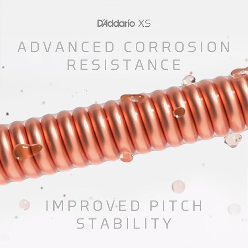 D'Addario Acoustic Guitar Strings, XS Phosphor Bronze Coated, XSAPB1253, Light Gauge 12-53, 6-String Set, Pack of 1 D'Addario Acoustic Guitar Strings, XS Phosphor Bronze Coated, XSAPB1253, Light Gauge 12-53, 6-String Set, Pack of 1