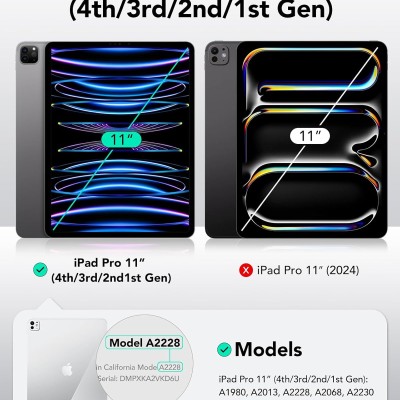 ESR for iPad Pro 11 inch Case (2022/2021, 4th/3rd Generation), Built-in Pencil Holder, Pencil 2 Support, Flexible Back Cover, Trifold Stand, Auto Sleep/Wake, Rebound Pencil Series, Black ESR for iPad Pro 11 inch Case (2022/2021, 4th/3rd Generation), Built-in Pencil Holder, Pencil 2 Support, Flexible Back Cover, Trifold Stand, Auto Sleep/Wake, Rebound Pencil Series, Black