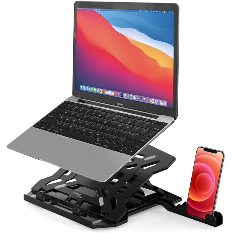 GIZGA essentials 2 in 1 Laptop/Notebook/Macbook Tabletop stand, 8-Adjustable Angles, Mobile Tabletop Stand, 12" - 15.6" Laptops, Heat Dissipation, Anti-Slip Base, Portable and Lightweight | Black GIZGA essentials 2 in 1 Laptop/Notebook/Macbook Tabletop stand, 8-Adjustable Angles, Mobile Tabletop Stand, 12" - 15.6" Laptops, Heat Dissipation, Anti-Slip Base, Portable and Lightweight | Black