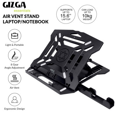 GIZGA essentials 2 in 1 Laptop/Notebook/Macbook Tabletop stand, 8-Adjustable Angles, Mobile Tabletop Stand, 12" - 15.6" Laptops, Heat Dissipation, Anti-Slip Base, Portable and Lightweight | Black GIZGA essentials 2 in 1 Laptop/Notebook/Macbook Tabletop stand, 8-Adjustable Angles, Mobile Tabletop Stand, 12" - 15.6" Laptops, Heat Dissipation, Anti-Slip Base, Portable and Lightweight | Black