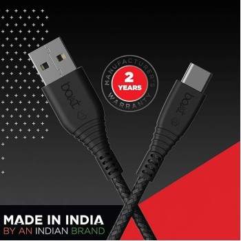 boAt Type C A325/A320 Tangle-Free, Sturdy Type C Cable, Usb Cablewith 3A Rapid Charging & 480 Mbps Data Transmission Speed, Compatible With Smartphones & Tablets 1.5Meter (Black) boAt Type C A325/A320 Tangle-Free, Sturdy Type C Cable, Usb Cablewith 3A Rapid Charging & 480 Mbps Data Transmission Speed, Compatible With Smartphones & Tablets 1.5Meter (Black)