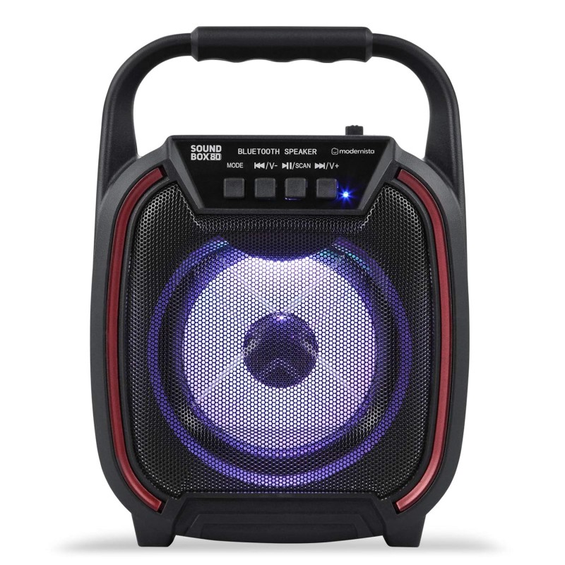Modernista SoundBox 80 Wireless Portable BT Speaker with USB Pen Drive Slot, 3.5mm AUX Input, Micro SD Card Slot, Built in FM, BT5.0,Carry Handle, LED Modernista SoundBox 80 Wireless Portable BT Speaker with USB Pen Drive Slot, 3.5mm AUX Input, Micro SD Card Slot, Built in FM, BT5.0,Carry Handle, LED
