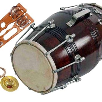 GT manufacture Professinal Mango wood Nut & Bold fitting Dholak with Manjira&Khartal Free(Brown)