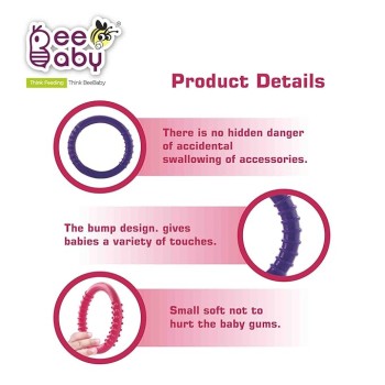 BeeBaby Loops Shape Soft Silicone Teether for 6 to 12 Months with Carry Case, BPA Free Teething Toy for Babies with Textured Surface for Soothing Gums. 100% Food Grade (Loops - Pink_Violet) Pack of 2 BeeBaby Loops Shape Soft Silicone Teether for 6 to 12 Months with Carry Case, BPA Free Teething Toy for Babies with Textured Surface for Soothing Gums. 100% Food Grade (Loops - Pink_Violet) Pack of 2