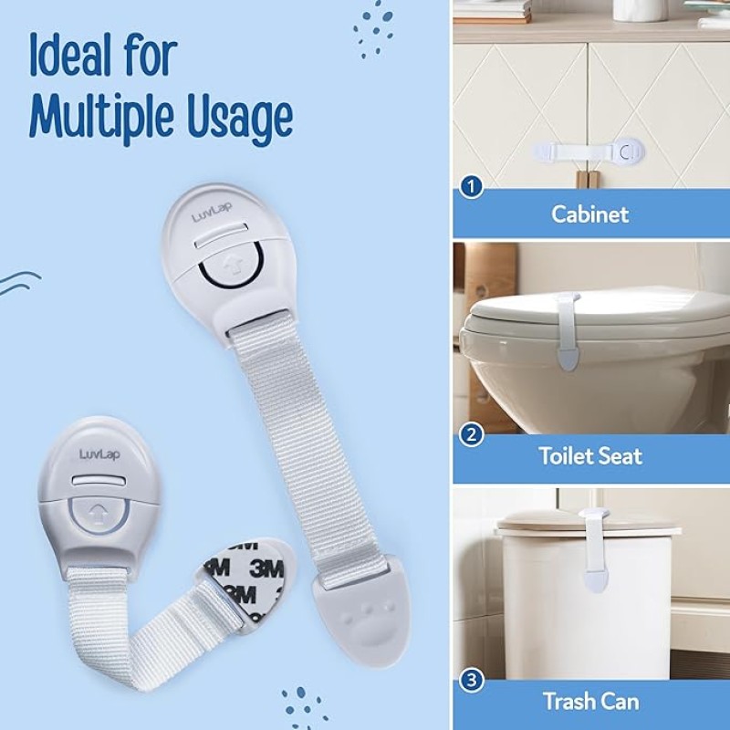 LuvLap Baby Safety Furniture Locks, Pack of 10, Adjustable and Flexible with 3M Adhesive, Safety Locks for Kids, Child Safety Locks for Drawers, Cabinets, Fridge, Cupboard (White) LuvLap Baby Safety Furniture Locks, Pack of 10, Adjustable and Flexible with 3M Adhesive, Safety Locks for Kids, Child Safety Locks for Drawers, Cabinets, Fridge, Cupboard (White)