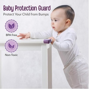 Luvlap Furniture Corner Guard for Baby Safety, 10 Pcs, Pre-Taped 3M Adhesive, Edge Protectors with Childproof Foam Cushions, Baby Proofing, Non Toxic, BPA Free, Brown