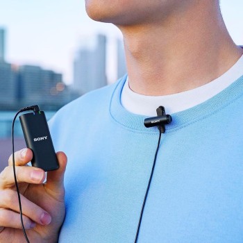 Sony Stereo Lavalier Auxiliary Microphone ECM-LV1 (Compact, Flexible, Vlogging, Content Creation, Audio) - Black