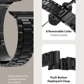 Fullmosa Compatible Apple Watch Band 42mm 44mm 45mm 38mm 40mm 41mm, Stainless Steel iWatch Band with Case for Apple Watch Series 9/8/7/6/5/4/3/2/1/SE/SE2, 38mm 40mm 41mm Black (Watch not Included)