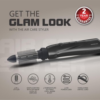 Havells 1000 Watts Air Care Volumizer Hair Dryer | Pre-Styling Half Brush, Stylish Curlers, Smoothening Roller Brush | Suitable For All Hair Types | Black | Hc4085