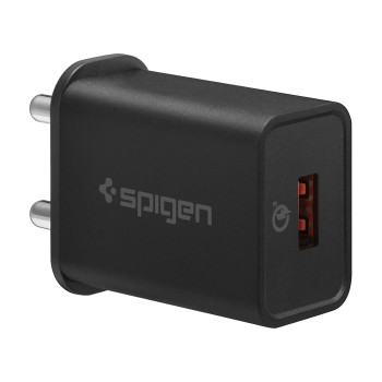 Spigen F111 18 W Single Port Charger Adapter For Cellular Phones With Usb Cable - Black Spigen F111 18 W Single Port Charger Adapter For Cellular Phones With Usb Cable - Black