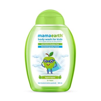 Mamaearth Agent Apple Body Wash For Kids - 300 ml | Infused with Apple Extract and Oat Protein | Gently Cleanses Skin, Dermatologically Tested, SLS/SLES and Paraben Free