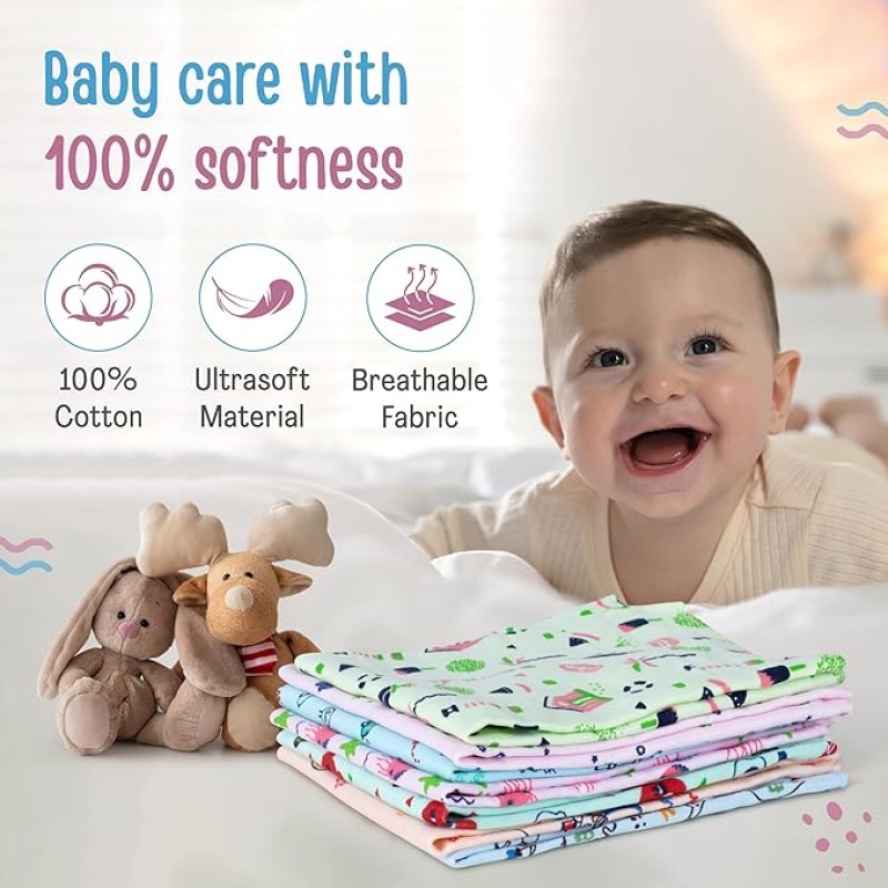 LuvLap Hosiery Cotton Cloth Premium Baby Washcloth for New Born, Washable (22 cm x 22 cm), Reusable, Absorbent, Extra Soft Face Towels/Washcloth for Babies, Starfish Print, Pack of 7 Pcs, Multicolour LuvLap Hosiery Cotton Cloth Premium Baby Washcloth for New Born, Washable (22 cm x 22 cm), Reusable, Absorbent, Extra Soft Face Towels/Washcloth for Babies, Starfish Print, Pack of 7 Pcs, Multicolour