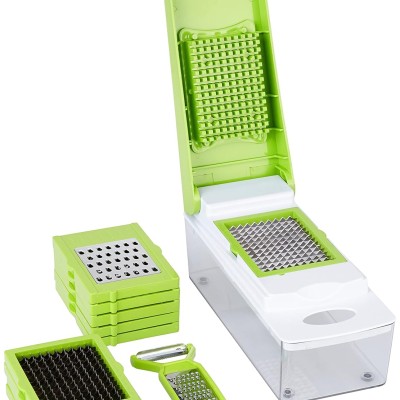 Solimo 11-in-1 Stainless Steel Multipurpose Vegetable and Fruit Chopper, Green Solimo 11-in-1 Stainless Steel Multipurpose Vegetable and Fruit Chopper, Green
