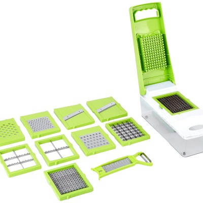 Solimo 11-in-1 Stainless Steel Multipurpose Vegetable and Fruit Chopper, Green Solimo 11-in-1 Stainless Steel Multipurpose Vegetable and Fruit Chopper, Green