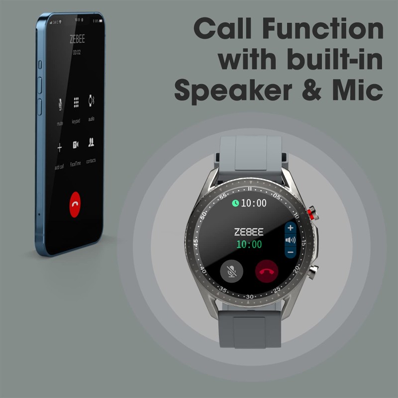 Zebronics ZEB-FIT4220CH Smart Fitness Watch with Call Function Built-in Speaker & Mic, SpO2, BP & Heart Rate Monitor, IP67 Water Resistant, 7 Sports Modes (Silver Rim + Gray Strap) Zebronics ZEB-FIT4220CH Smart Fitness Watch with Call Function Built-in Speaker & Mic, SpO2, BP & Heart Rate Monitor, IP67 Water Resistant, 7 Sports Modes (Silver Rim + Gray Strap)