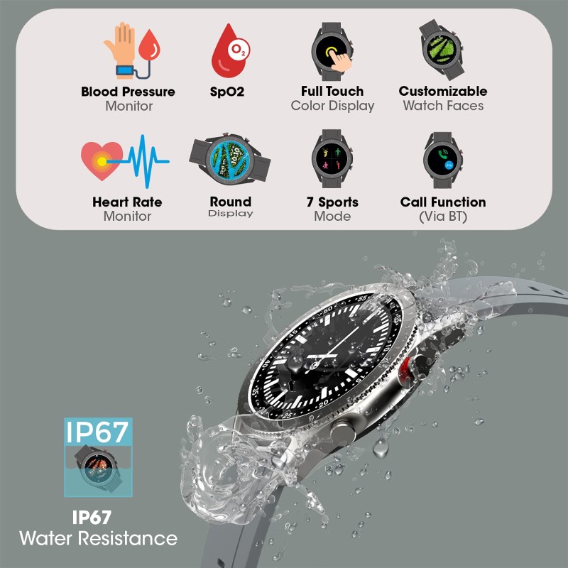 Zebronics ZEB-FIT4220CH Smart Fitness Watch with Call Function Built-in Speaker & Mic, SpO2, BP & Heart Rate Monitor, IP67 Water Resistant, 7 Sports Modes (Silver Rim + Gray Strap) Zebronics ZEB-FIT4220CH Smart Fitness Watch with Call Function Built-in Speaker & Mic, SpO2, BP & Heart Rate Monitor, IP67 Water Resistant, 7 Sports Modes (Silver Rim + Gray Strap)