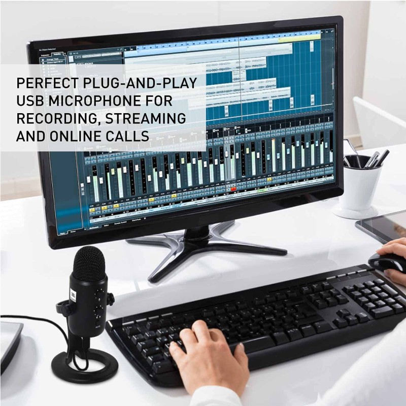 JBL Commercial CSUM10 Compact USB Microphone for Recording, Streaming and Online Calls, Black, Medium JBL Commercial CSUM10 Compact USB Microphone for Recording, Streaming and Online Calls, Black, Medium